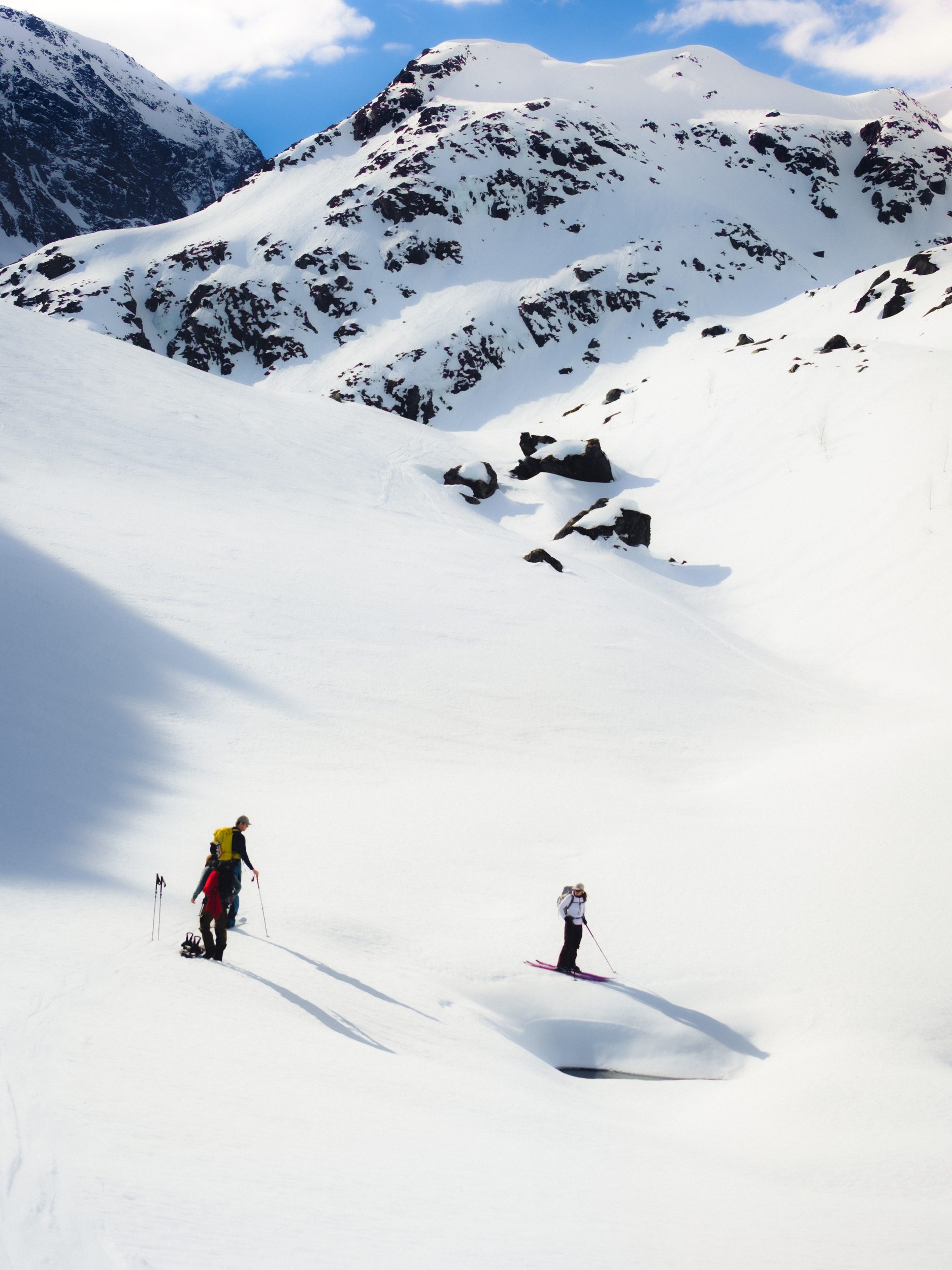 Two skinners on diagonal slope